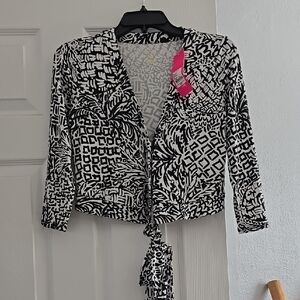Lilly Pulitzer Black and White Tie Front Blouse